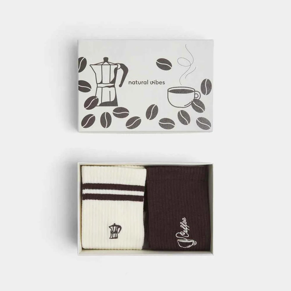 Coffret de 2 chaussettes éco responsables CAFE MOKA - LA PETITE BOITE JAUNE