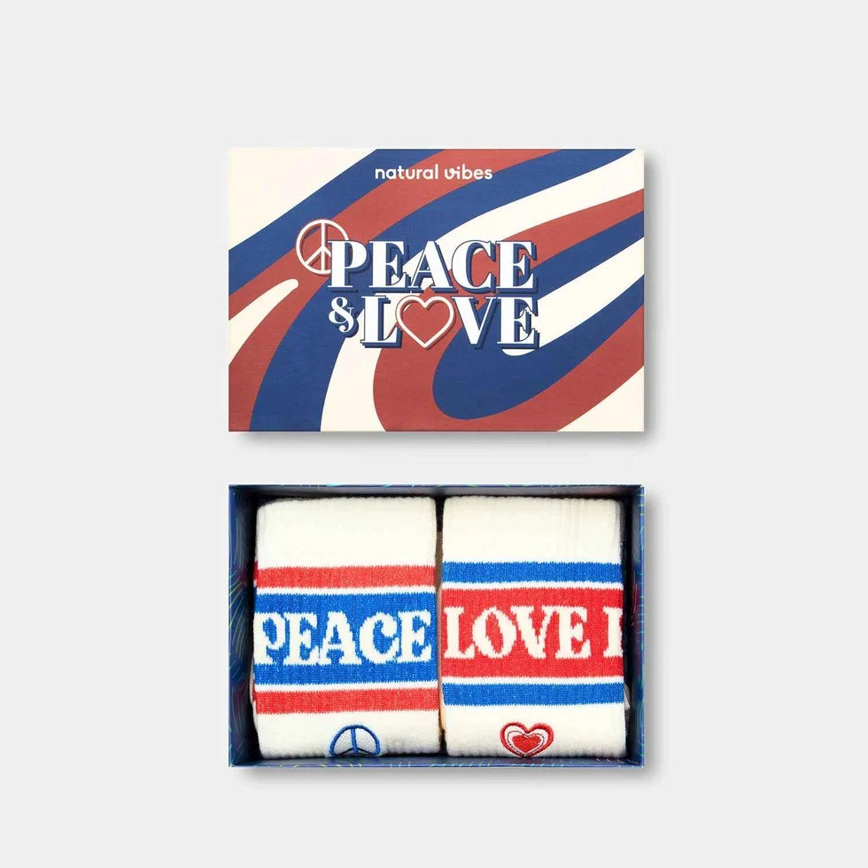 Coffret de 2 chaussettes éco responsables PEACE AND LOVE - LA PETITE BOITE JAUNE