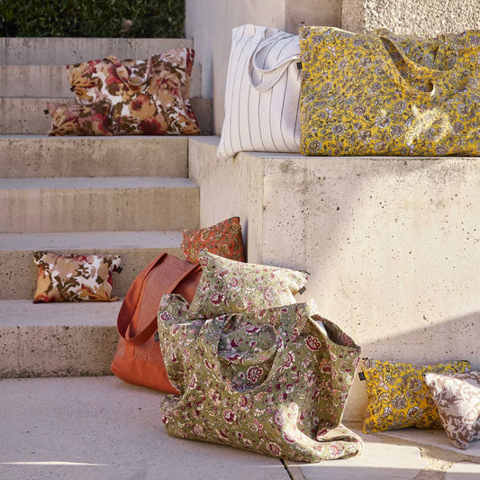 Coussin en lin imprimé fleuri, modèle Samara - Haomy