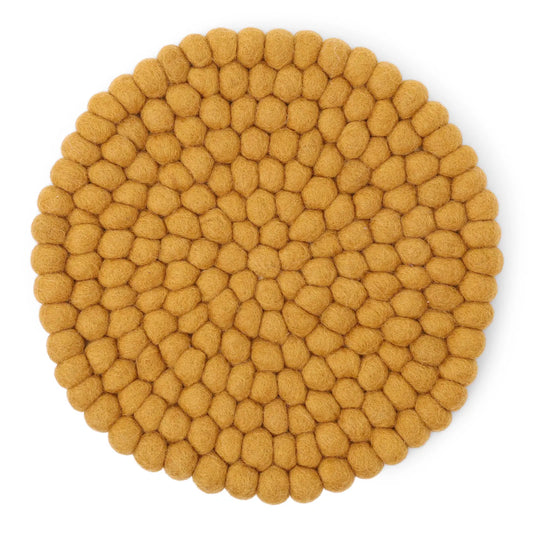 Dessous de plat en laine, coloris jaune moutarde.