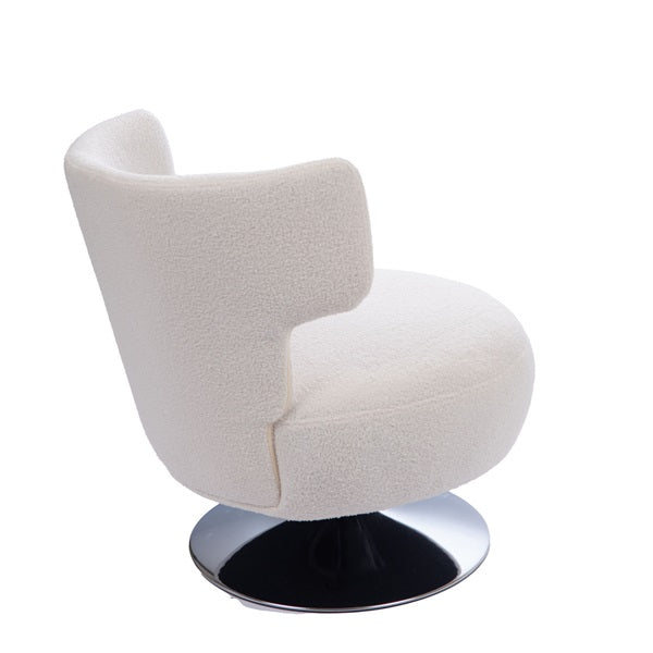 FAUTEUIL EN BOUCLETE BLANC PIVOTANT - LA PETITE BOITE JAUNE