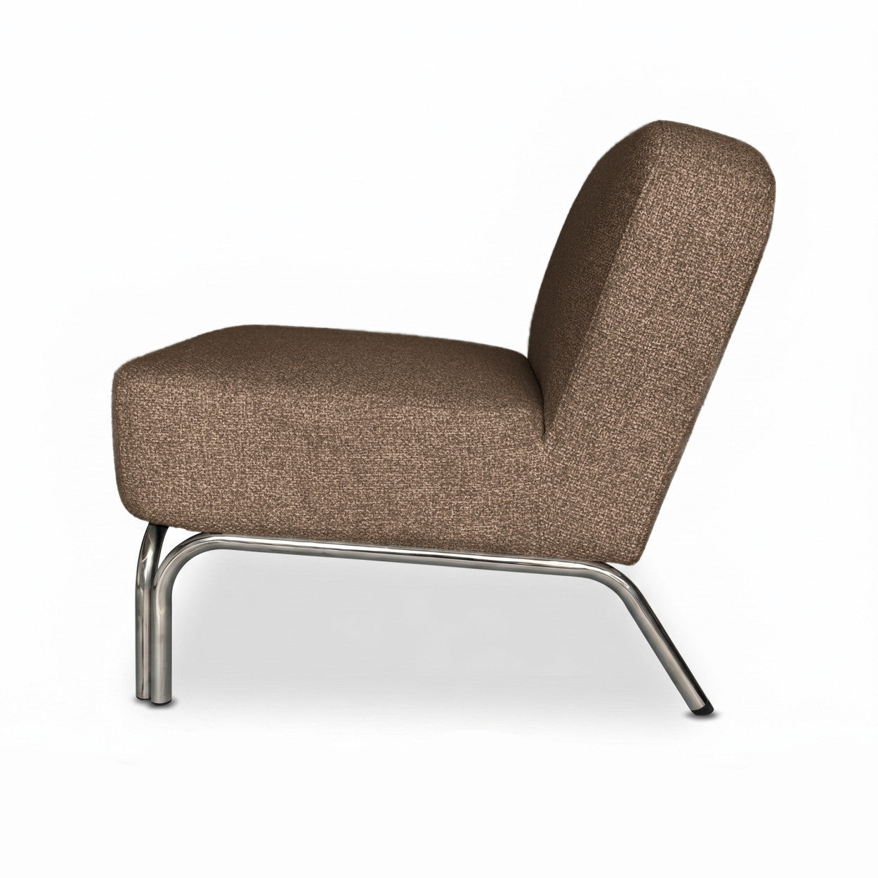 FAUTEUIL EN TWEED NOISETTE ET PIED CHROME - LA PETITE BOITE JAUNE