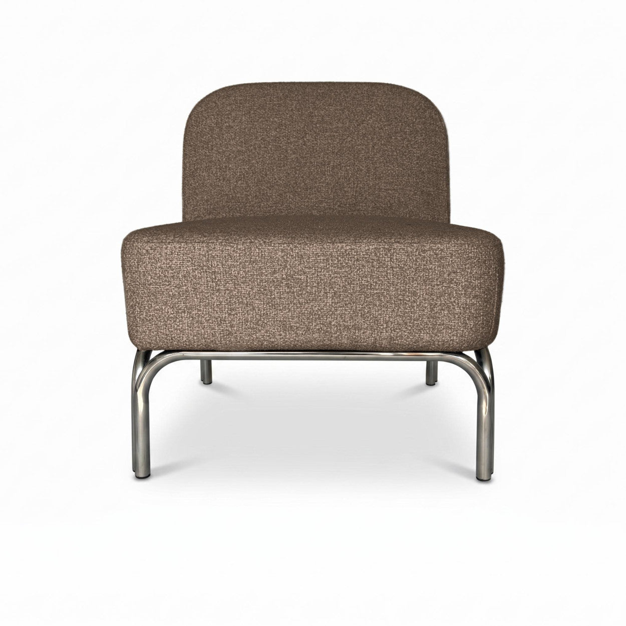 FAUTEUIL EN TWEED NOISETTE ET PIED CHROME - LA PETITE BOITE JAUNE