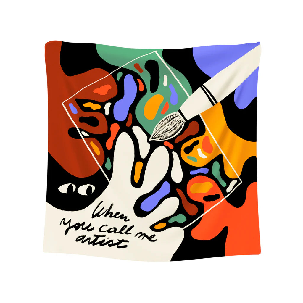 Foulard avec imprimé toile d'artiste, multicolore.