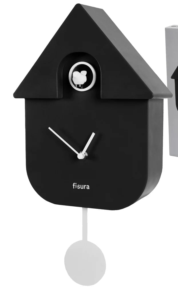 Horloge coucou, coloris noir avec pendule blanc.