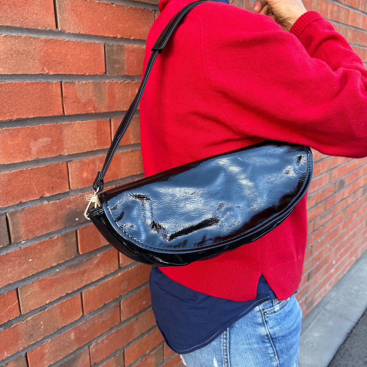 Sac baguette en cuir vernis pour femme - Différents coloris