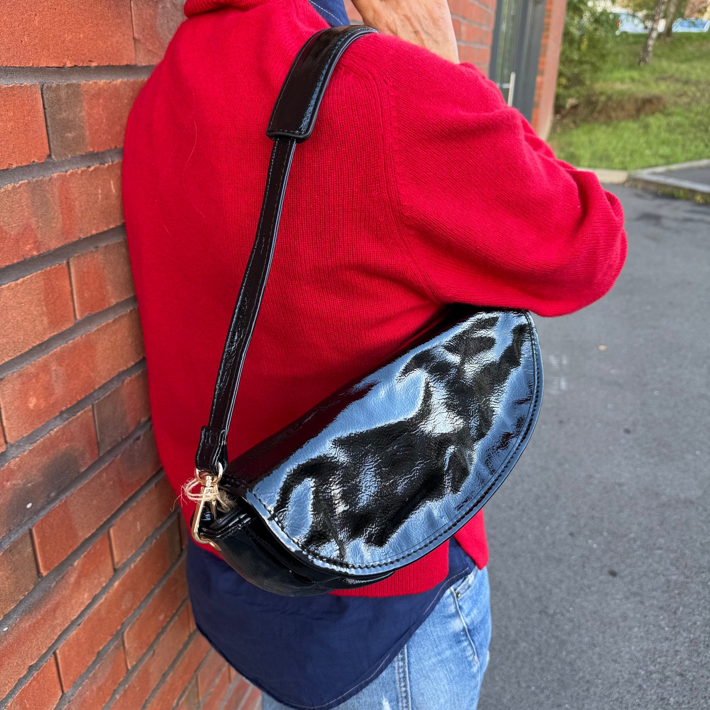 Sac baguette en cuir vernis pour femme - Différents coloris