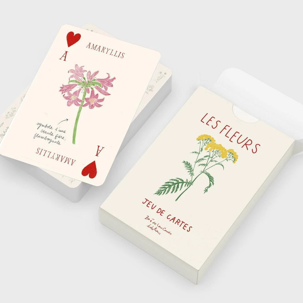 JEU DE 52 CARTES ILLUSTREES FLEURS ZOE DE LA CASES - LA PETITE BOITE JAUNE