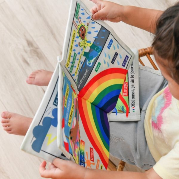 Livre sensoriel pour enfants, thème météo.