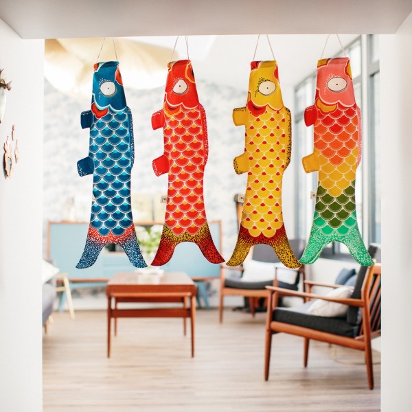 Koinobori fantaisiste, manche à air en forme de carpe