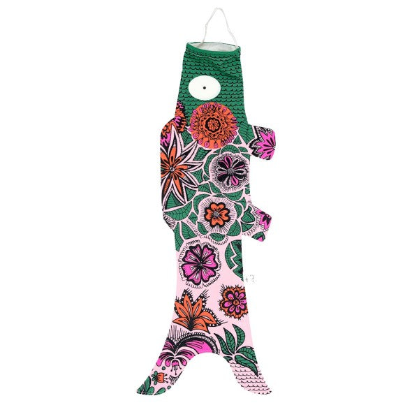 Koinobori fleurs roses