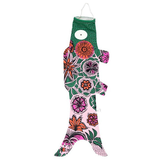 Koinobori fleurs roses