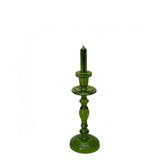 Lampe à huile en chandelier en verre vert