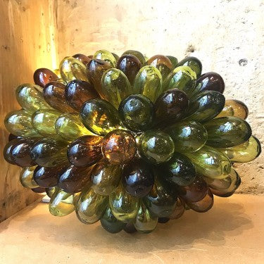 LAMPE GOUTTE GRAPPE VERRE SOUFFLE SYRIE AMBRE OLIVE - LA PETITE BOITE JAUNE