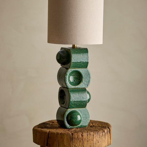 LAMPE PIED CERAMIQUE VERT SEVENTIES - LA PETITE BOITE JAUNE