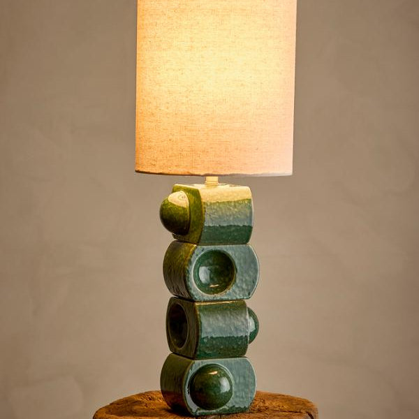 LAMPE PIED CERAMIQUE VERT SEVENTIES - LA PETITE BOITE JAUNE
