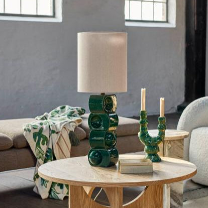Lampe à poser avec pied en céramique verte