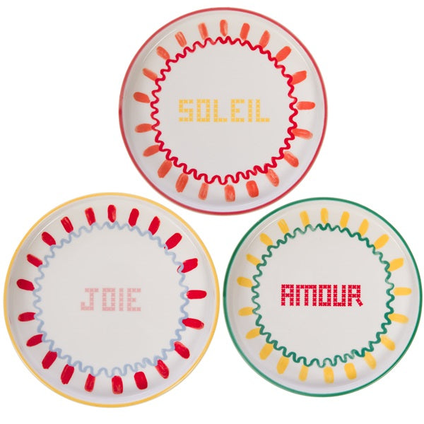 Assiette / coupelle de couleur avec message