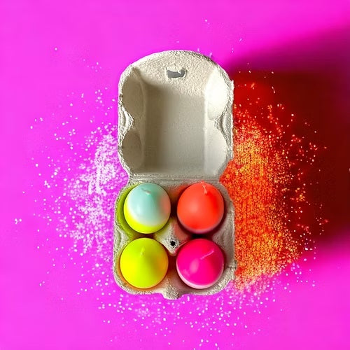 Bougies Dip Dye 4 oeufs multicoles