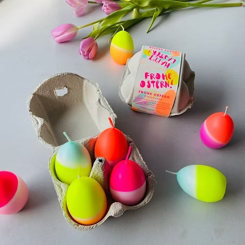 Bougies Dip Dye 4 oeufs multicoles