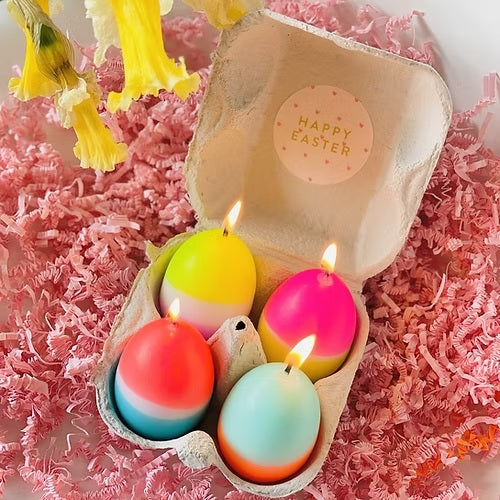 Bougies Dip Dye 4 oeufs multicoles
