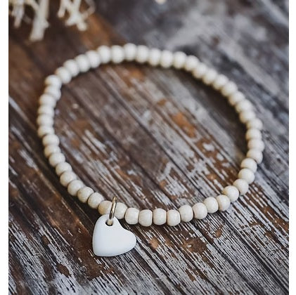 Bracelet perles bois et céramique blanche ou noire fabriqué en France
