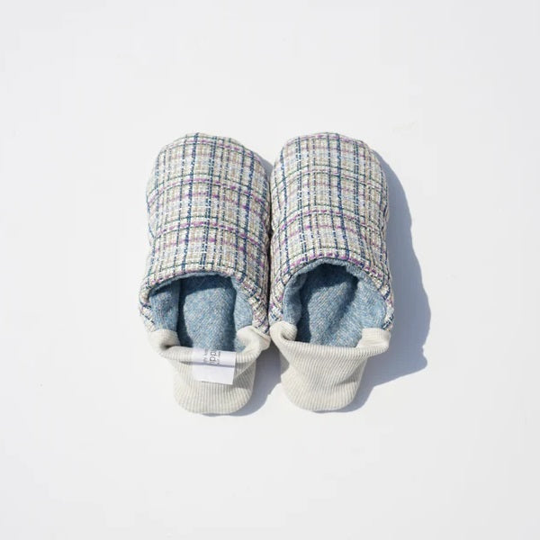 Chaussons d'intérieur MERIPPA tellement doux et funs tweed fins carreaux et talon blanc (202412MRP19)