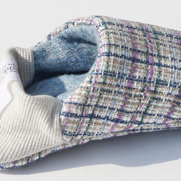 Chaussons d'intérieur MERIPPA tellement doux et funs tweed fins carreaux et talon blanc (202412MRP19)