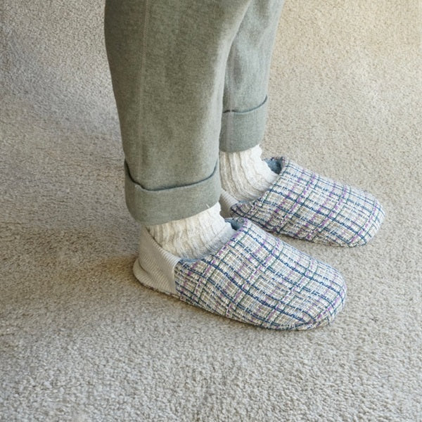 Chaussons d'intérieur MERIPPA tellement doux et funs tweed fins carreaux et talon blanc (202412MRP19)