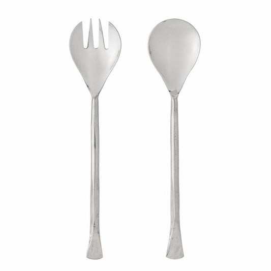 Couverts à salade couleur argent en acier inoxydable