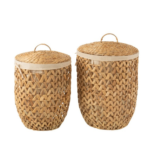 Panier à linge en jacinthe d'eau avec couvercle - 2 tailles