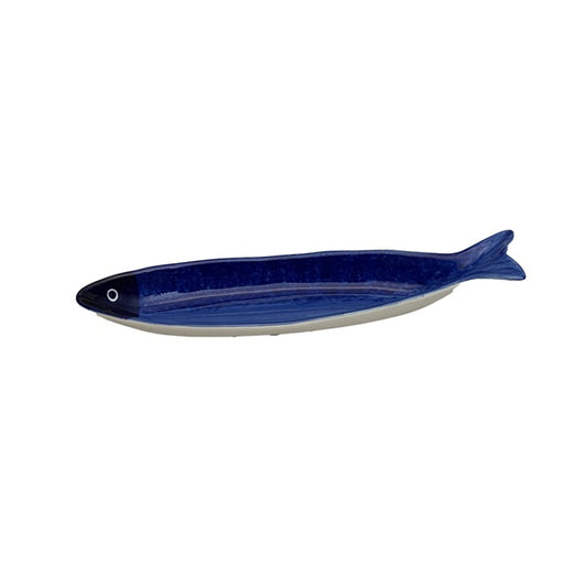Plat allongé en forme de poisson cardinal bleu 30 cm