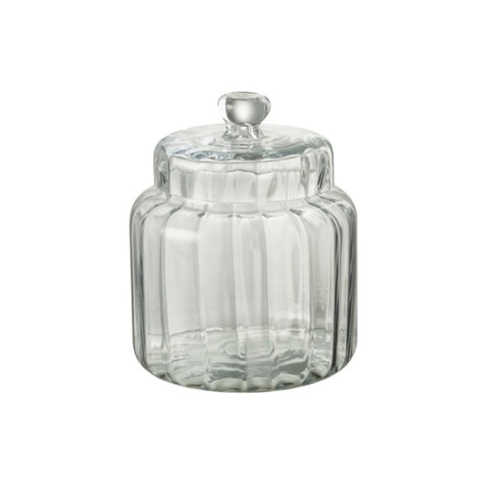 Pot en verre strié avec couvercle