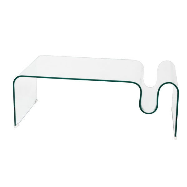 Table basse vague en verre transparent