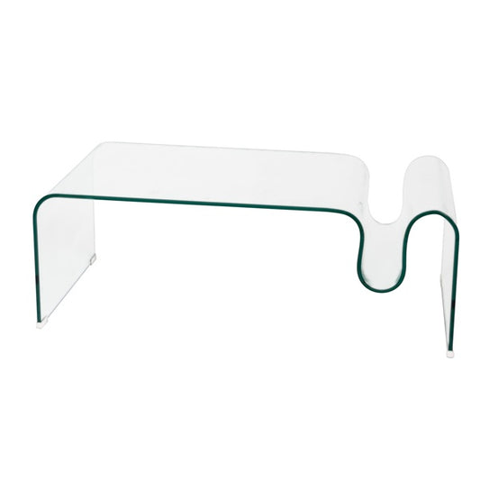 Table basse vague en verre transparent