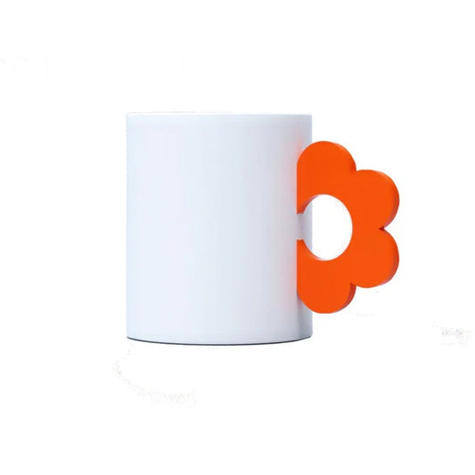mug avec anse en forme de fleur orange