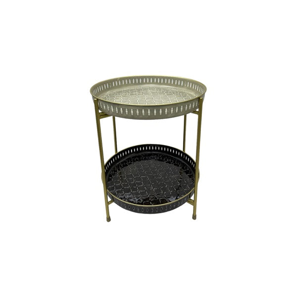 Trépied en métal doré pour constituer une table d'appoint avec plateaux