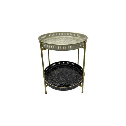 Trépied en métal doré pour constituer une table d'appoint avec plateaux