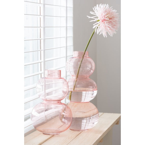 Vase boule en verre rose