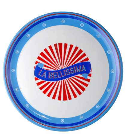 Assiettes à pizza avec jolis motifs et textes de chez BITOSSI