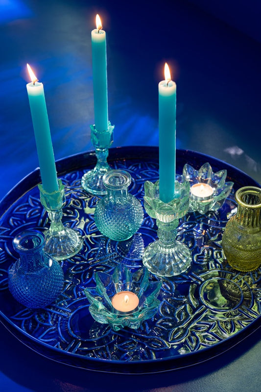 Bougeoir haut en verre martelé de couleur - 3 couleurs