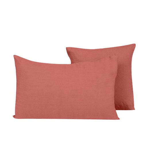 Coussin Haomy en lin lavé uni 45 x 45 cm