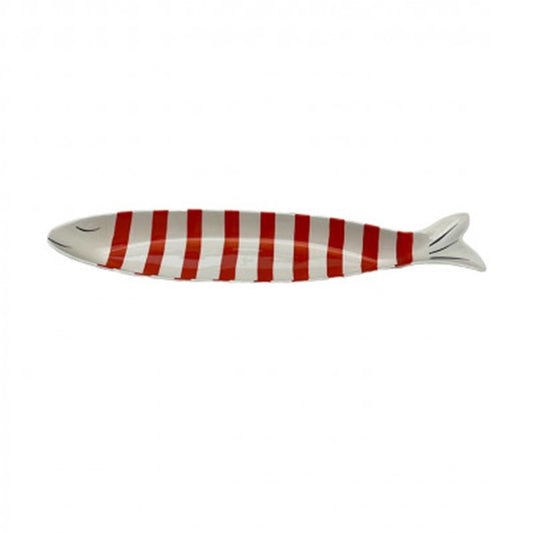 Plat allongé en forme de poisson clown rouge et blanc 47 cm