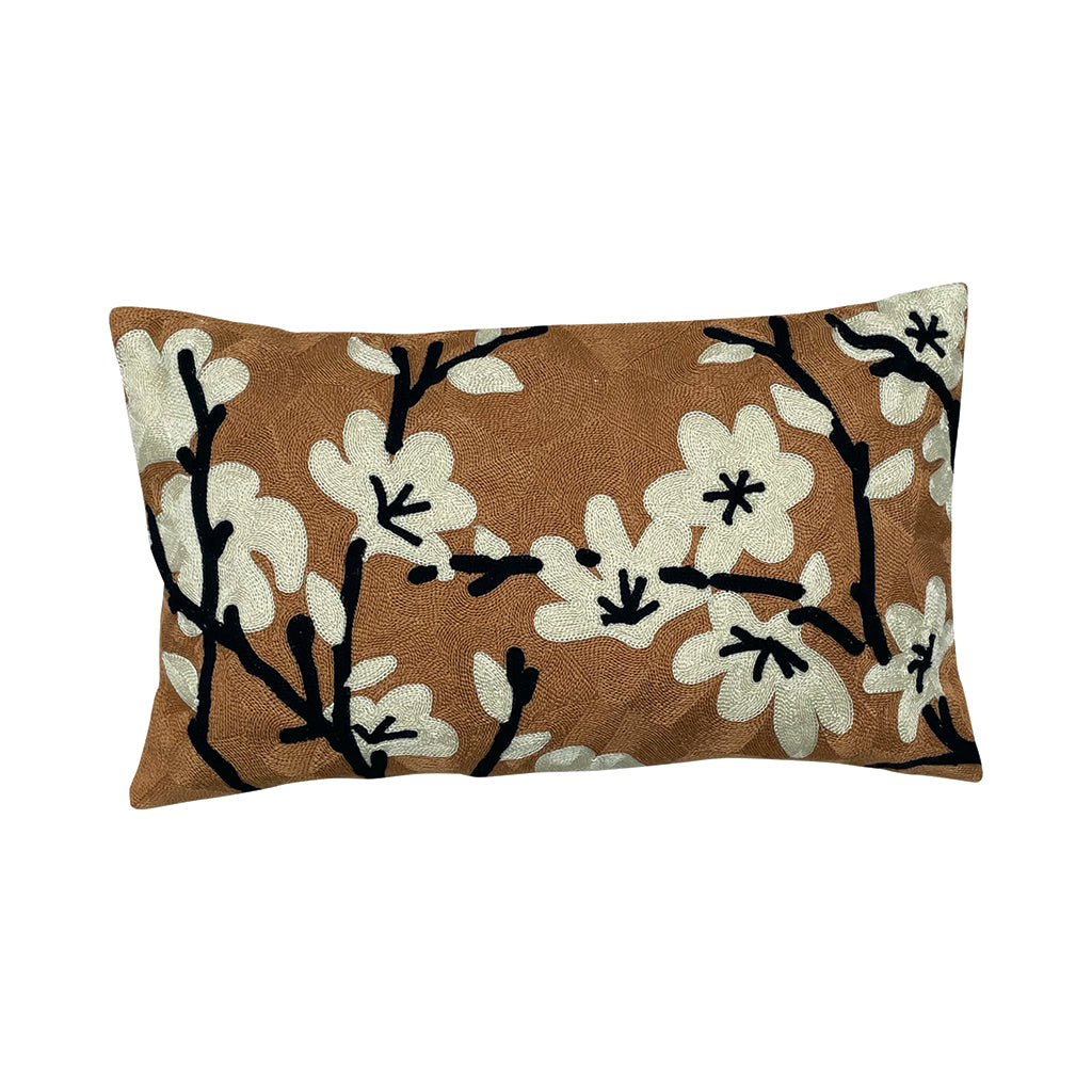Coussin fleuri tendance japonisante rectangulaire