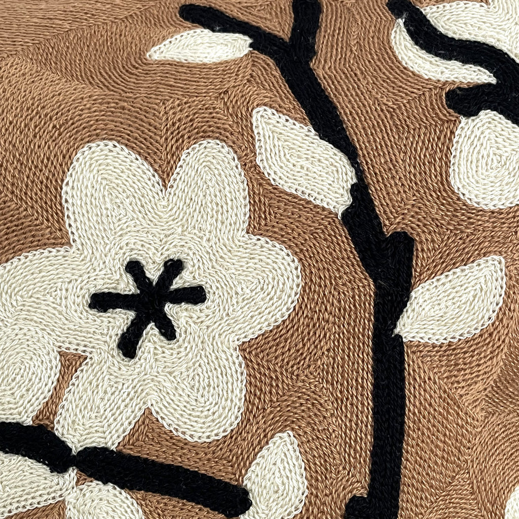 Coussin fleuri tendance japonisante rectangulaire