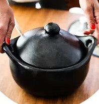 Cocotte ronde deux hauteurs avec couvercles en poterie noire de Colombie