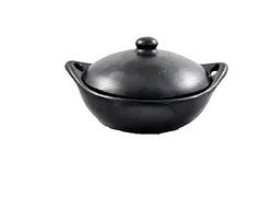 Cocotte ronde deux hauteurs avec couvercles en poterie noire de Colombie