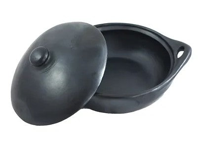 Cocotte ronde deux hauteurs avec couvercles en poterie noire de Colombie