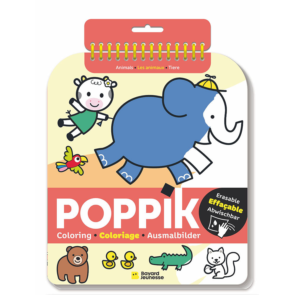 Carnets de coloriages effaçables Poppik, thème des animaux.