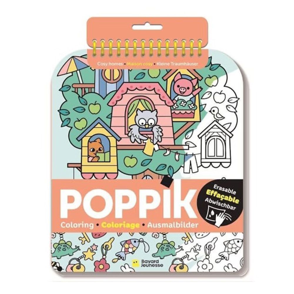 Carnets de coloriages effaçables Poppik, thème de la maison cosy.